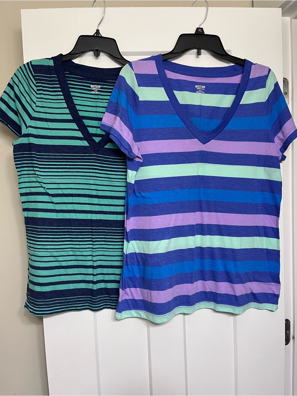 Mossimo Supply Co. Short-Sleeve V-Neck Stripe Tees in Blue, Purple & Aqua